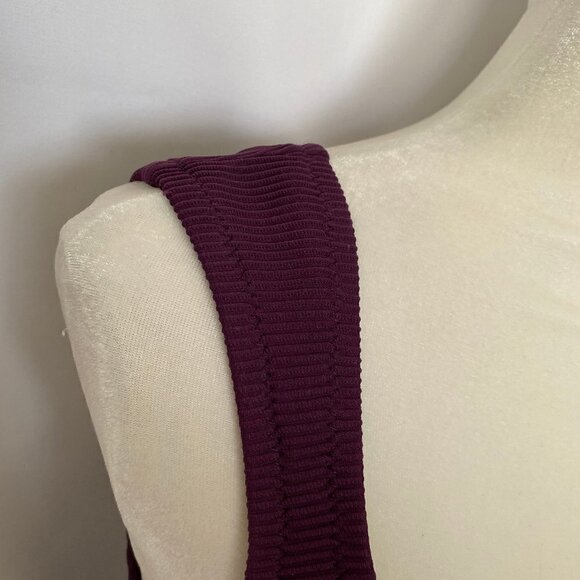 One Piece Square Neck Deep Purple Wine Bathing Suit - Picture 8 of 11